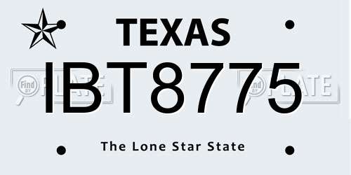 IBT8775 Texas License Plate