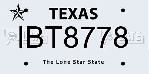 IBT8778 Texas License Plate