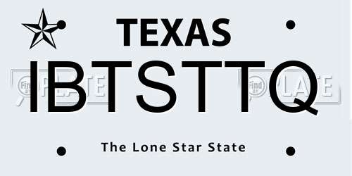IBTSTTQ Texas License Plate
