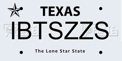 IBTSZZS Texas License Plate