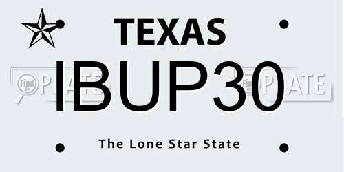IBUP30 Texas License Plate