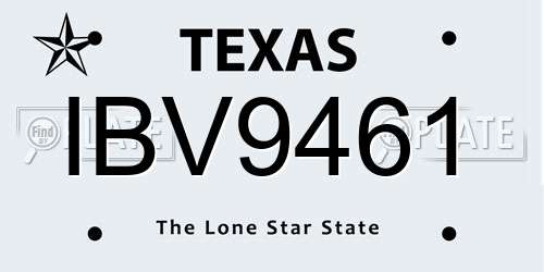 IBV9461 Texas License Plate