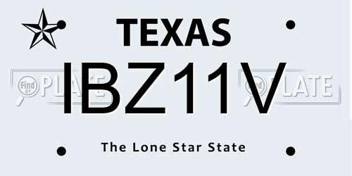 IBZ11V Texas License Plate