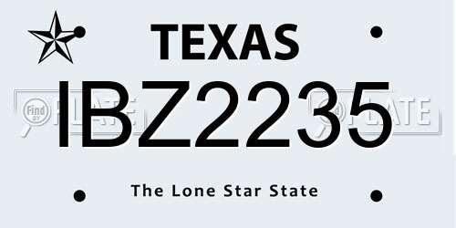 IBZ2235 Texas License Plate
