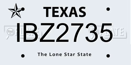IBZ2735 Texas License Plate