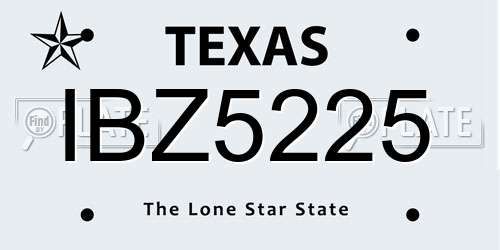 IBZ5225 Texas License Plate