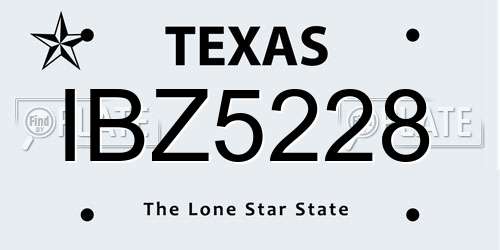 IBZ5228 Texas License Plate
