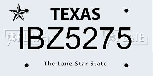 IBZ5275 Texas License Plate