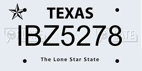 IBZ5278 Texas License Plate