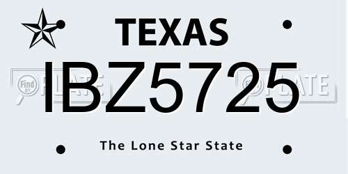 IBZ5725 Texas License Plate