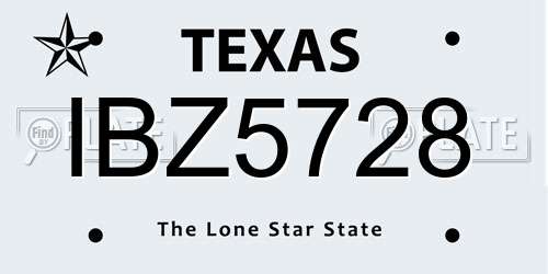 IBZ5728 Texas License Plate