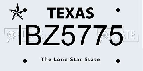 IBZ5775 Texas License Plate