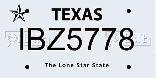 IBZ5778 Texas License Plate