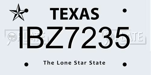 IBZ7235 Texas License Plate