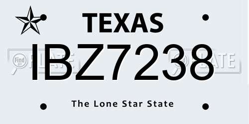 IBZ7238 Texas License Plate