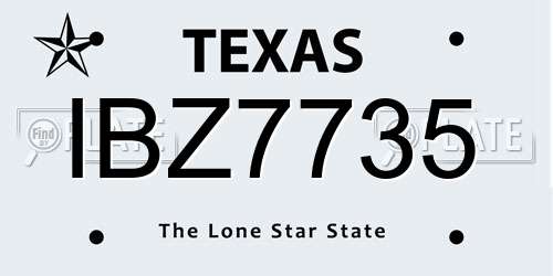 IBZ7735 Texas License Plate