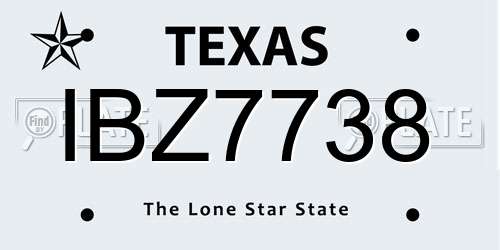 IBZ7738 Texas License Plate