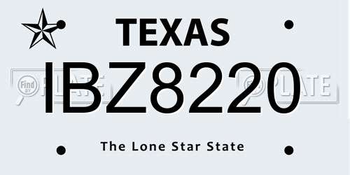 IBZ8220 Texas License Plate