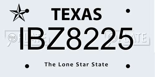 IBZ8225 Texas License Plate
