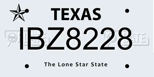 IBZ8228 Texas License Plate