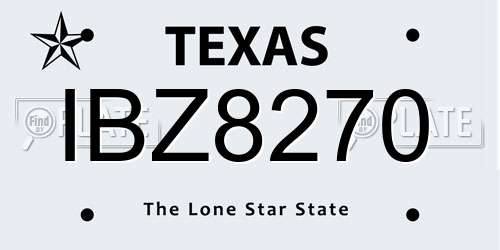 IBZ8270 Texas License Plate