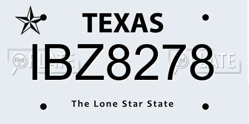IBZ8278 Texas License Plate