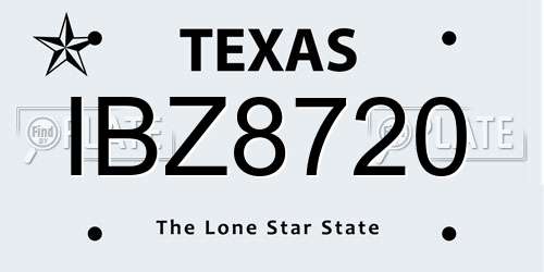 IBZ8720 Texas License Plate