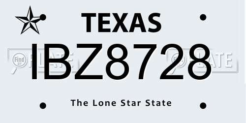 IBZ8728 Texas License Plate