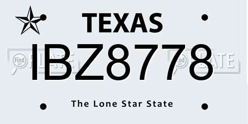 IBZ8778 Texas License Plate