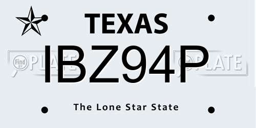 IBZ94P Texas License Plate