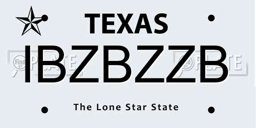 IBZBZZB Texas License Plate