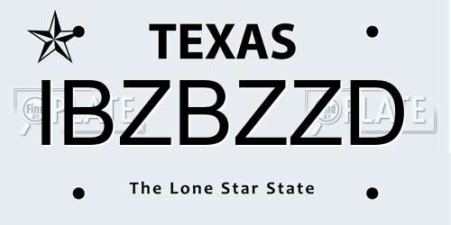 IBZBZZD Texas License Plate