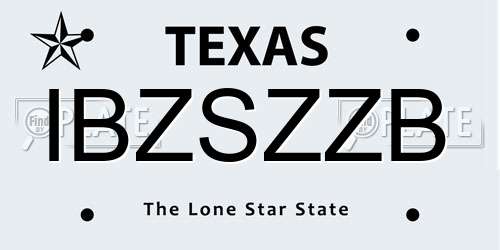 IBZSZZB Texas License Plate