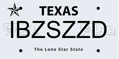 IBZSZZD Texas License Plate