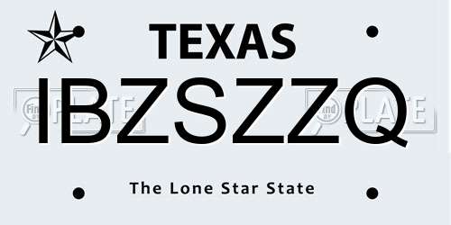 IBZSZZQ Texas License Plate