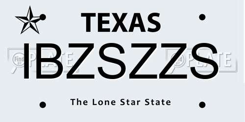 IBZSZZS Texas License Plate