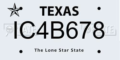 IC4B678 Texas License Plate