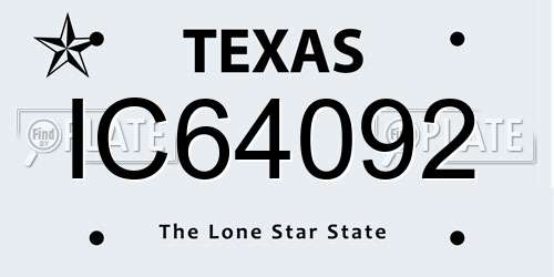 IC64092 Texas License Plate