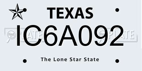 IC6A092 Texas License Plate