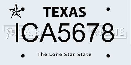 ICA5678 Texas License Plate