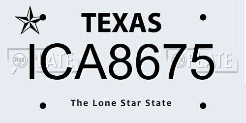 ICA8675 Texas License Plate