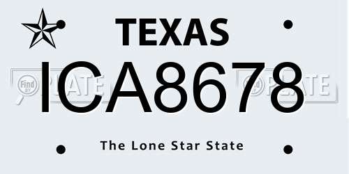 ICA8678 Texas License Plate