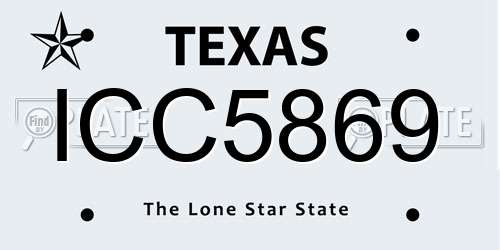 ICC5869 Texas License Plate