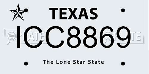 ICC8869 Texas License Plate