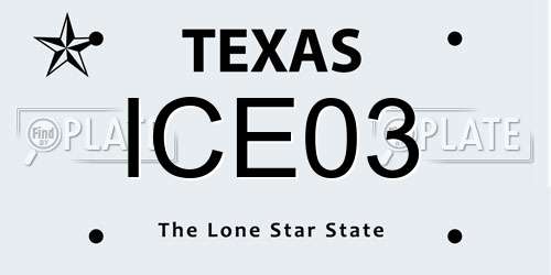 ICE03 Texas License Plate