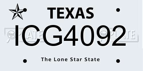 ICG4092 Texas License Plate