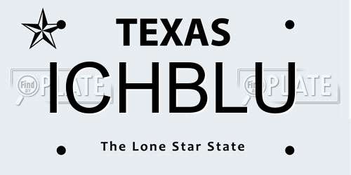 ICHBLU Texas License Plate
