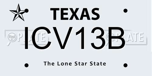 ICV13B Texas License Plate