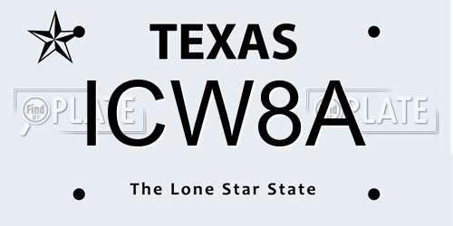 ICW8A Texas License Plate
