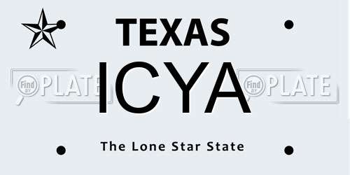 ICYA Texas License Plate